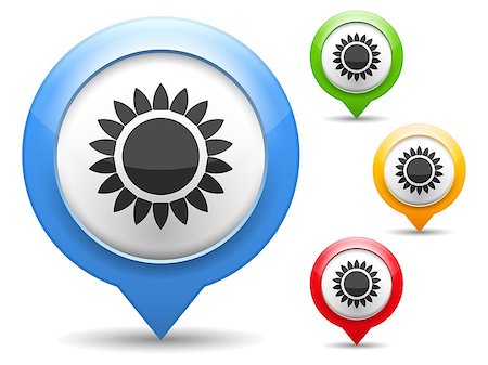 simsearch:400-07054484,k - Map marker with icon of a sun, vector eps10 illustration Stock Photo - Budget Royalty-Free & Subscription, Code: 400-07056554