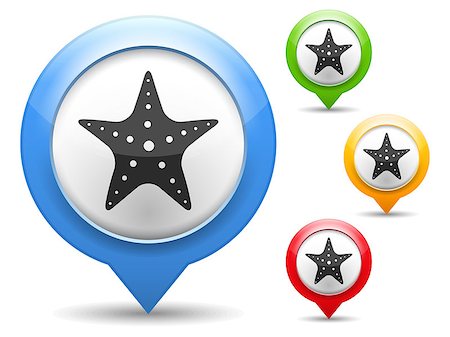 simsearch:400-06088098,k - Map marker with icon of a starfish, vector eps10 illustration Stock Photo - Budget Royalty-Free & Subscription, Code: 400-07056552