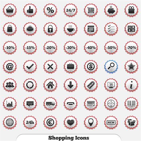 simsearch:400-08696973,k - Collection of shopping icons, vector eps10 illustration Photographie de stock - Aubaine LD & Abonnement, Code: 400-07056594