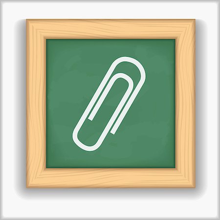 fermaglio per fogli - Blackboard with icon of a paper clip, vector eps10 illustration Fotografie stock - Microstock e Abbonamento, Codice: 400-07056596