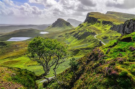 simsearch:400-07211228,k - Scenic view of Quiraing mountains in Isle of Skye, Scottish highlands, United Kingdom Stock Photo - Budget Royalty-Free & Subscription, Code: 400-07056623