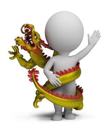 simsearch:400-05881703,k - dragon twists around the little man. 3d image. Isolated white background. Stockbilder - Microstock & Abonnement, Bildnummer: 400-07056640