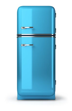 Blue a retro the fridge. 3d image. Isolated white background. Foto de stock - Super Valor sin royalties y Suscripción, Código: 400-07056711
