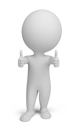 3d small person - double thumbs up. 3d image. Isolated white background. Stock Photo - Budget Royalty-Free & Subscription, Code: 400-07056725