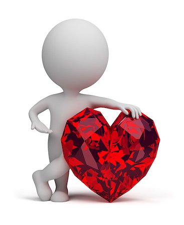 simsearch:400-06766855,k - 3d small person next to ruby heart. 3d image. Isolated white background. Stock Photo - Budget Royalty-Free & Subscription, Code: 400-07056741