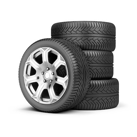 pile tires - Stack of wheels. 3d image. Isolated white background. Stock Photo - Budget Royalty-Free & Subscription, Code: 400-07056769