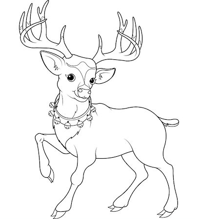 reindeer clip art - Coloring page of  cartoon reindeer Rudolf Stock Photo - Budget Royalty-Free & Subscription, Code: 400-07056819