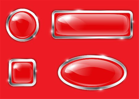 Red glossy metallic buttons. Vector illustration Stock Photo - Budget Royalty-Free & Subscription, Code: 400-07056851