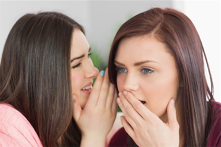 simsearch:400-07059986,k - Two happy teenage girls sitting on a sofa in a living room sharing secrets Stock Photo - Budget Royalty-Free & Subscription, Code: 400-07058988