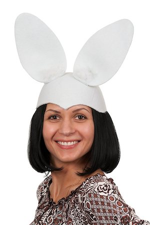 simsearch:400-07054885,k - Woman with rabbit ears isolated on white background Stockbilder - Microstock & Abonnement, Bildnummer: 400-07050018