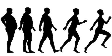 fat man running - Editable vector silhouette sequence of a man losing weight and gaining fitness through exercise Stock Photo - Budget Royalty-Free & Subscription, Code: 400-07050050