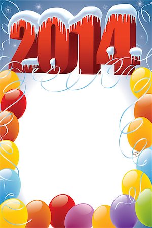 simsearch:400-07795877,k - New Year 2014 with balloons frame decoration ready for your message Stock Photo - Budget Royalty-Free & Subscription, Code: 400-07050095