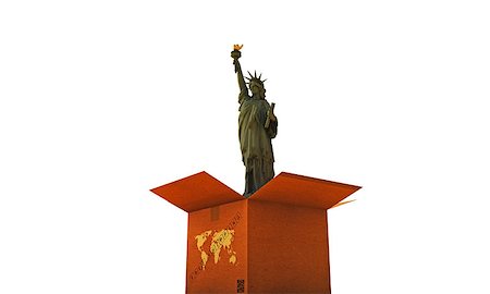 simsearch:400-05708252,k - cardboard box with liberty statue isolated on white background Stock Photo - Budget Royalty-Free & Subscription, Code: 400-07050124