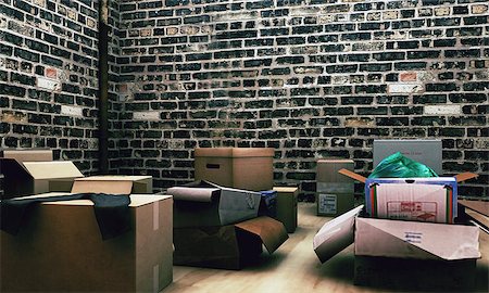 cardboard boxes in an old cellar Stock Photo - Budget Royalty-Free & Subscription, Code: 400-07050125