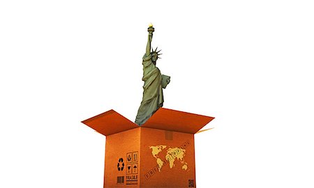 simsearch:400-05708252,k - cardboard box with liberty statue isolated on white background Stock Photo - Budget Royalty-Free & Subscription, Code: 400-07050123