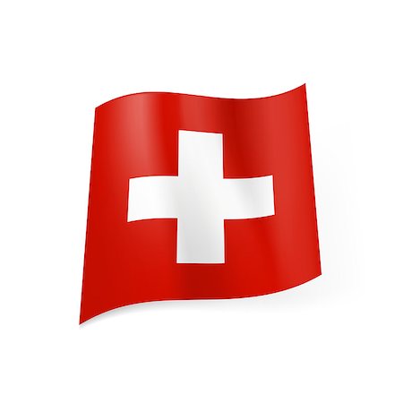 National flag of Switzerland: white cross in centre of red square field. Stock Photo - Budget Royalty-Free & Subscription, Code: 400-07050276