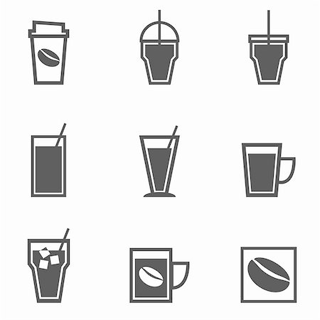 Coffee drinks icons collection on white background, stock vector Stock Photo - Budget Royalty-Free & Subscription, Code: 400-07050505