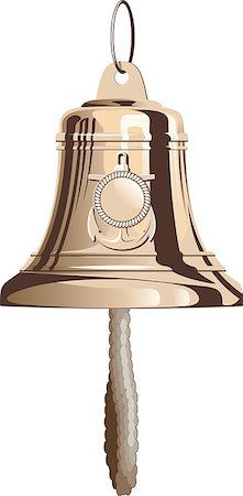 sharpner (artist) - Classical marine brass bell with rope. Isolated on white background Stockbilder - Microstock & Abonnement, Bildnummer: 400-07050508