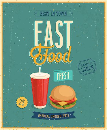 Vintage Fast Food Poster. Stock Photo - Budget Royalty-Free & Subscription, Code: 400-07050518