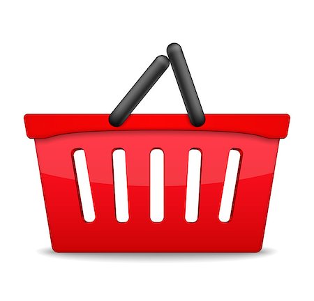 simsearch:400-04164257,k - Red shopping basket icon isolated on white background, vector eps10 illustration Stock Photo - Budget Royalty-Free & Subscription, Code: 400-07050595