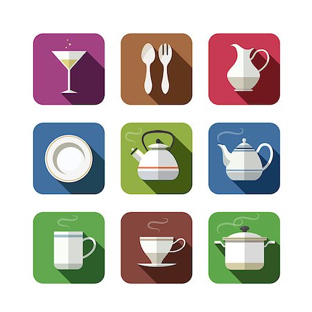 kitchen tableware set of icons. vector illustration isolated on white background EPS10. Transparent objects and opacity masks used for shadows and lights drawing Foto de stock - Royalty-Free Super Valor e Assinatura, Número: 400-07050673