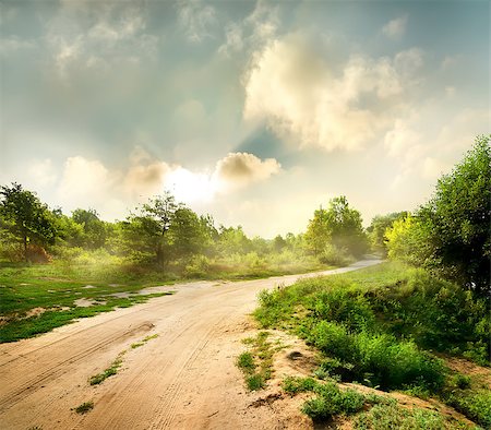 simsearch:400-07932789,k - Mist at dawn over the road in the forest Stock Photo - Budget Royalty-Free & Subscription, Code: 400-07050742
