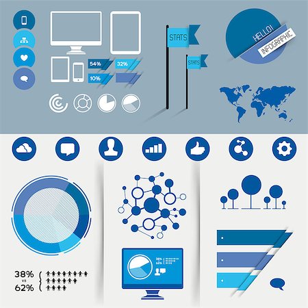 pie chart graphs - A collection of vector infographic design elements. Stock Photo - Budget Royalty-Free & Subscription, Code: 400-07050759