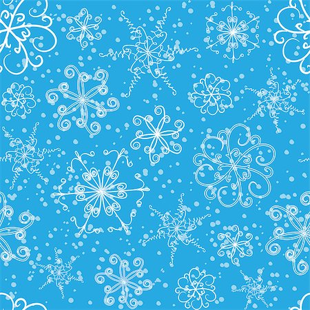 ekazansk (artist) - Seamless pattern with hand-drawn snowflakes and snow Stock Photo - Budget Royalty-Free & Subscription, Code: 400-07050811