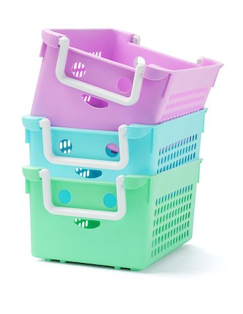 simsearch:400-07046956,k - Stack Of Three Plastic Baskets On White Background Stock Photo - Budget Royalty-Free & Subscription, Code: 400-07050856