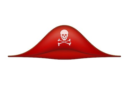 simsearch:400-04098342,k - Pirate hat with skull symbol on white background Fotografie stock - Microstock e Abbonamento, Codice: 400-07050888