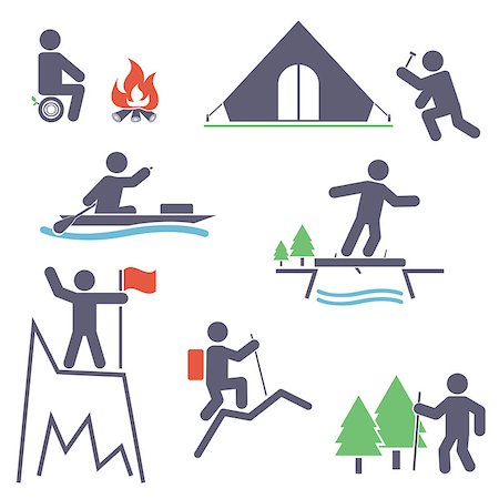 rock climbing cartoon picture - Tourism. Set icons for you design Stock Photo - Budget Royalty-Free & Subscription, Code: 400-07050968