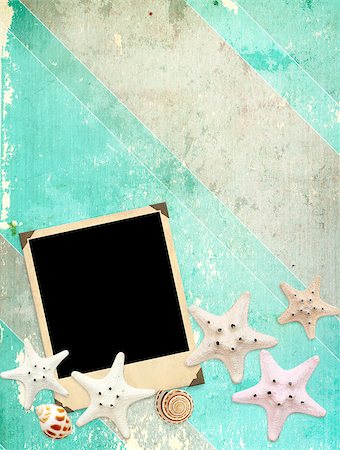 simsearch:400-06798713,k - Old photo and starfishes for scrapbooking Photographie de stock - Aubaine LD & Abonnement, Code: 400-07050981