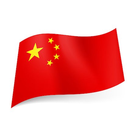 simsearch:400-06202298,k - National flag of China: big golden star with four smaller stars in semicircle in upper left corner of red field. Photographie de stock - Aubaine LD & Abonnement, Code: 400-07051006