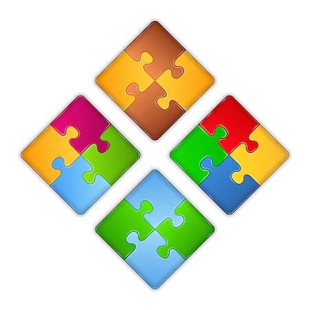 Squares made of puzzle pieces, design elements for your logo, vector eps10 illustration Stock Photo - Budget Royalty-Free & Subscription, Code: 400-07051019