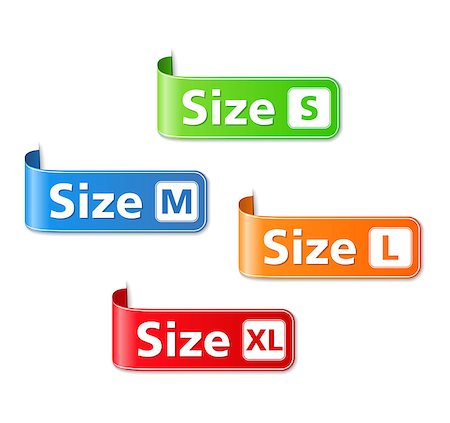 Size labels on white background, vector eps10 illustration Stock Photo - Budget Royalty-Free & Subscription, Code: 400-07051040