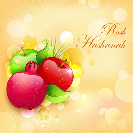 simsearch:400-09080023,k - illustration of Rosh Hashanah background with pomegranate and apple Foto de stock - Royalty-Free Super Valor e Assinatura, Número: 400-07052080
