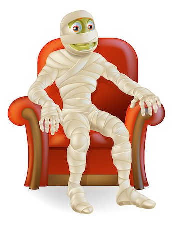 simsearch:400-04255649,k - An illustration of a cartoon mummy charter sitting down in a nice arm chair ready for Halloween Foto de stock - Royalty-Free Super Valor e Assinatura, Número: 400-07052260