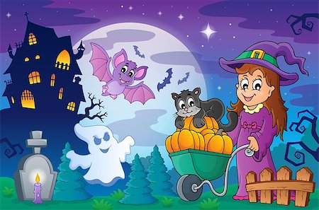 simsearch:400-04620860,k - Halloween topic scene 2 - eps10 vector illustration. Stock Photo - Budget Royalty-Free & Subscription, Code: 400-07052405