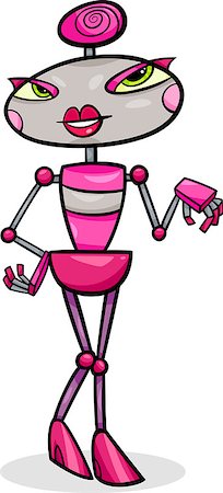 simsearch:400-07049294,k - Cartoon Illustration of Cute Female Robot or Droid Photographie de stock - Aubaine LD & Abonnement, Code: 400-07052452