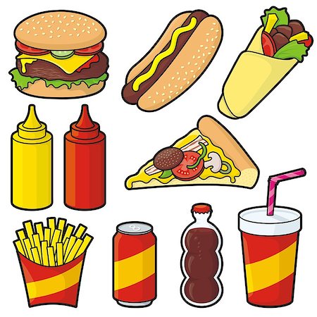fractal (artist) - Fast food icons isolated on white Stock Photo - Budget Royalty-Free & Subscription, Code: 400-07052537