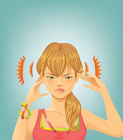 pisica_sfioasa (artist) - Woman suffering from Headache Foto de stock - Royalty-Free Super Valor e Assinatura, Número: 400-07052556