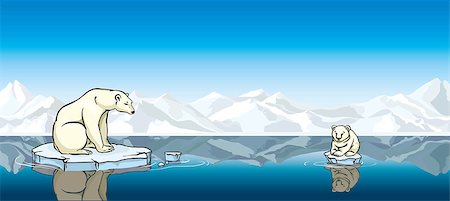simsearch:400-05361275,k - Polar bear and his baby sitting on a melting ice in a sea. Global warming. Foto de stock - Super Valor sin royalties y Suscripción, Código: 400-07052592