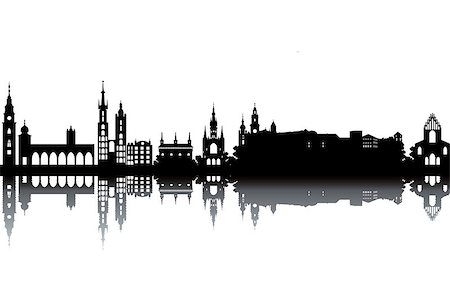 simsearch:6129-09057817,k - Krakow skyline - black and white vector illustration Foto de stock - Super Valor sin royalties y Suscripción, Código: 400-07052665