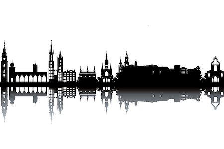 simsearch:400-09224247,k - Krakow skyline - black and white vector illustration Photographie de stock - Aubaine LD & Abonnement, Code: 400-07052665