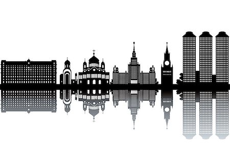 Moscow skyline - black and white vector illustration Stock Photo - Budget Royalty-Free & Subscription, Code: 400-07052667