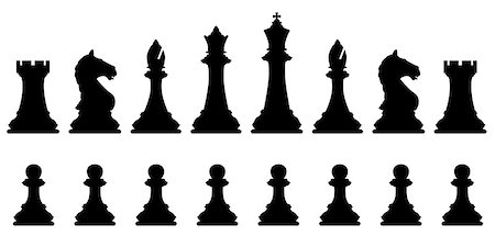 simsearch:400-04394601,k - Editable vector silhouettes of a set of standard chess pieces Foto de stock - Royalty-Free Super Valor e Assinatura, Número: 400-07052714