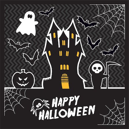 Halloween card with a haunted house vector illustration Foto de stock - Super Valor sin royalties y Suscripción, Código: 400-07052712