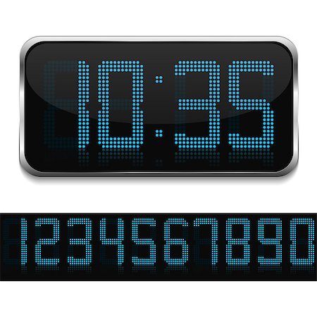 Blue digital clock, vector eps10 illustration Stock Photo - Budget Royalty-Free & Subscription, Code: 400-07052911