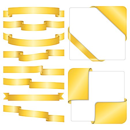 Set of different golden ribbons on white background, vector eps10 illustration Photographie de stock - Aubaine LD & Abonnement, Code: 400-07052931