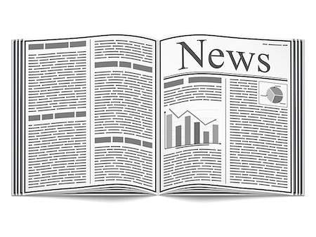 simsearch:400-06171289,k - Open newspaper with an abstract text and graphs isolated on white background, vector eps10 illustration Stockbilder - Microstock & Abonnement, Bildnummer: 400-07052968